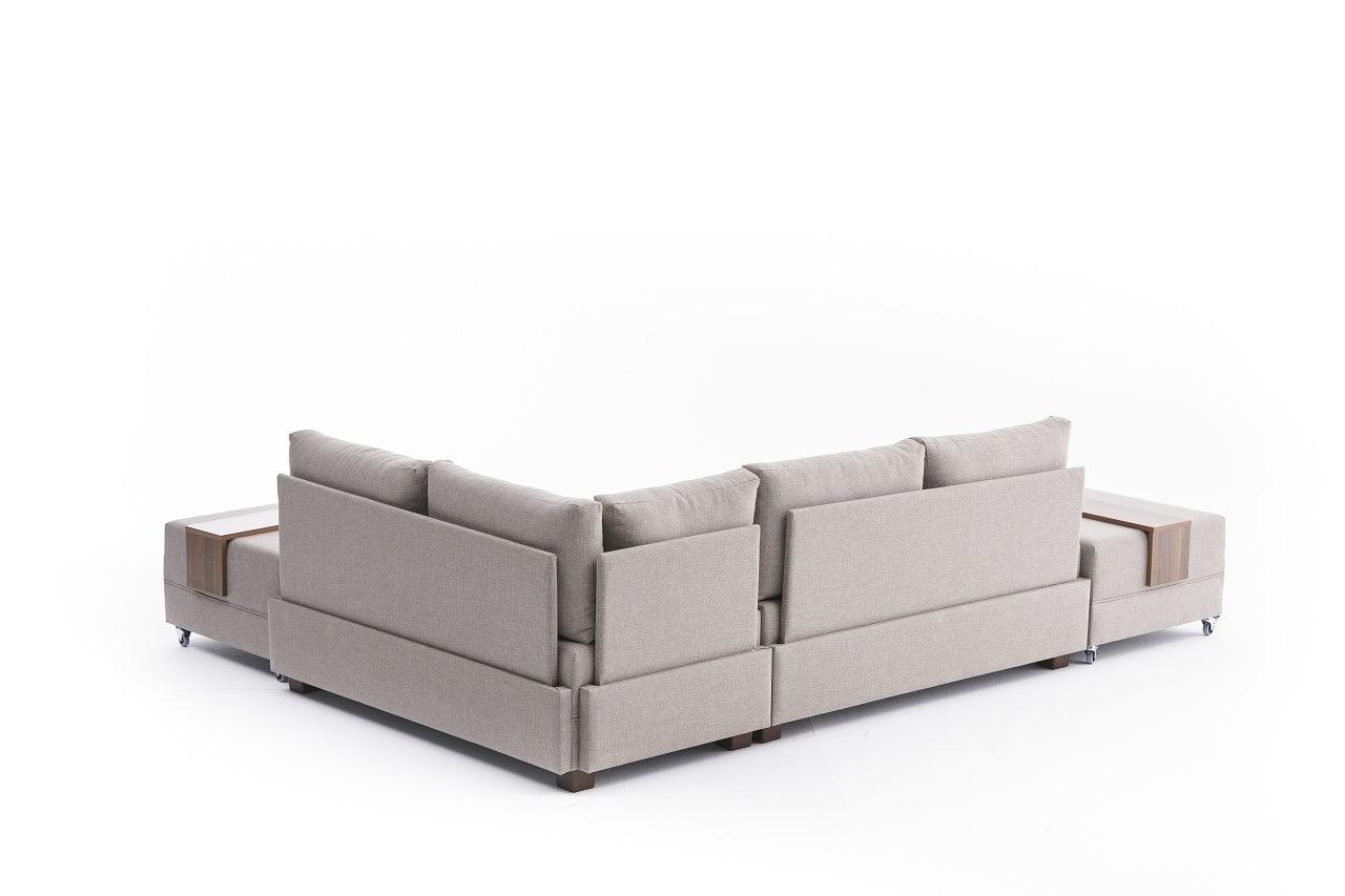 Fly Ecksofa Rechts mit 2 Hockern Creme 7