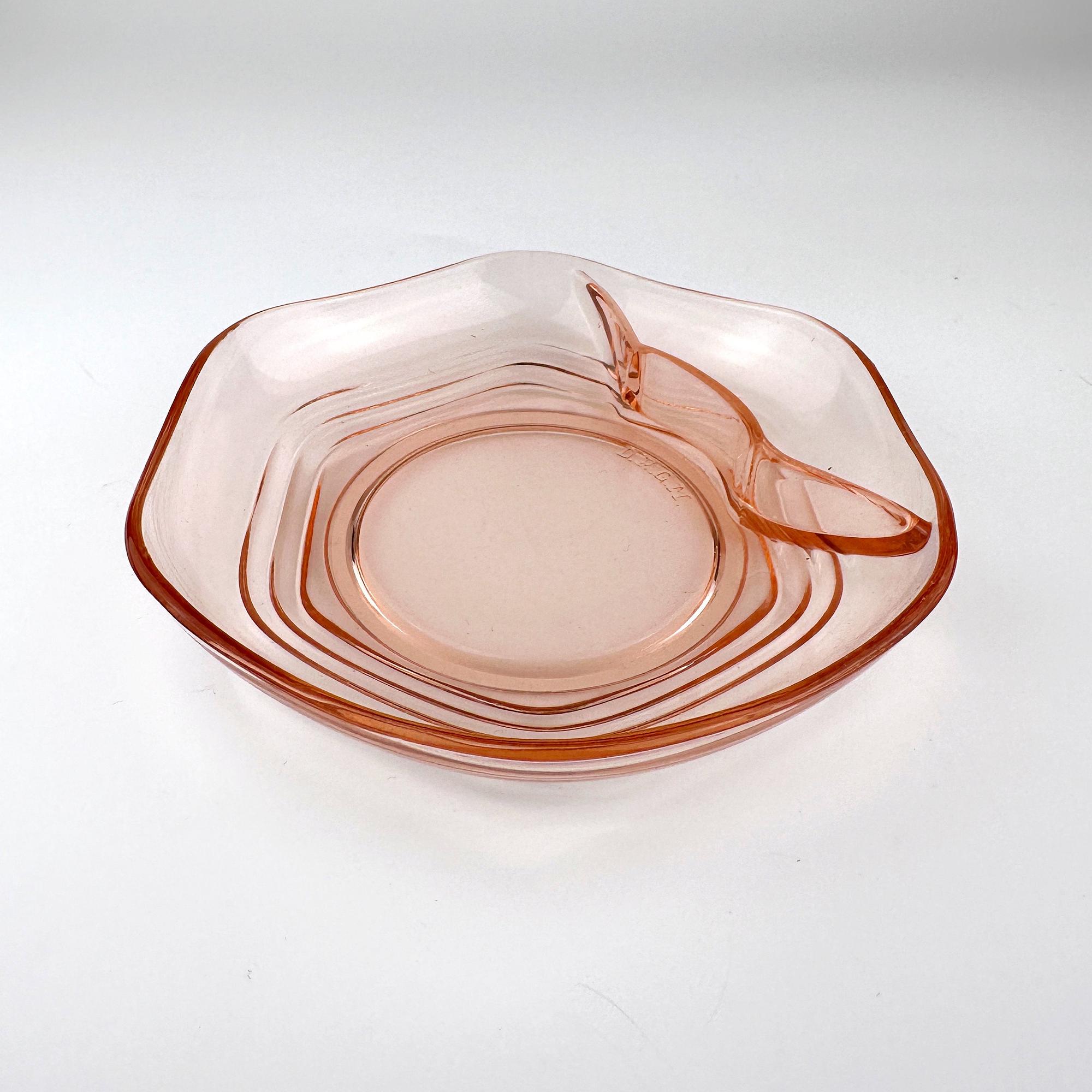 8x Rosalin Kompott Schalen Glas 1930er Jahre 1