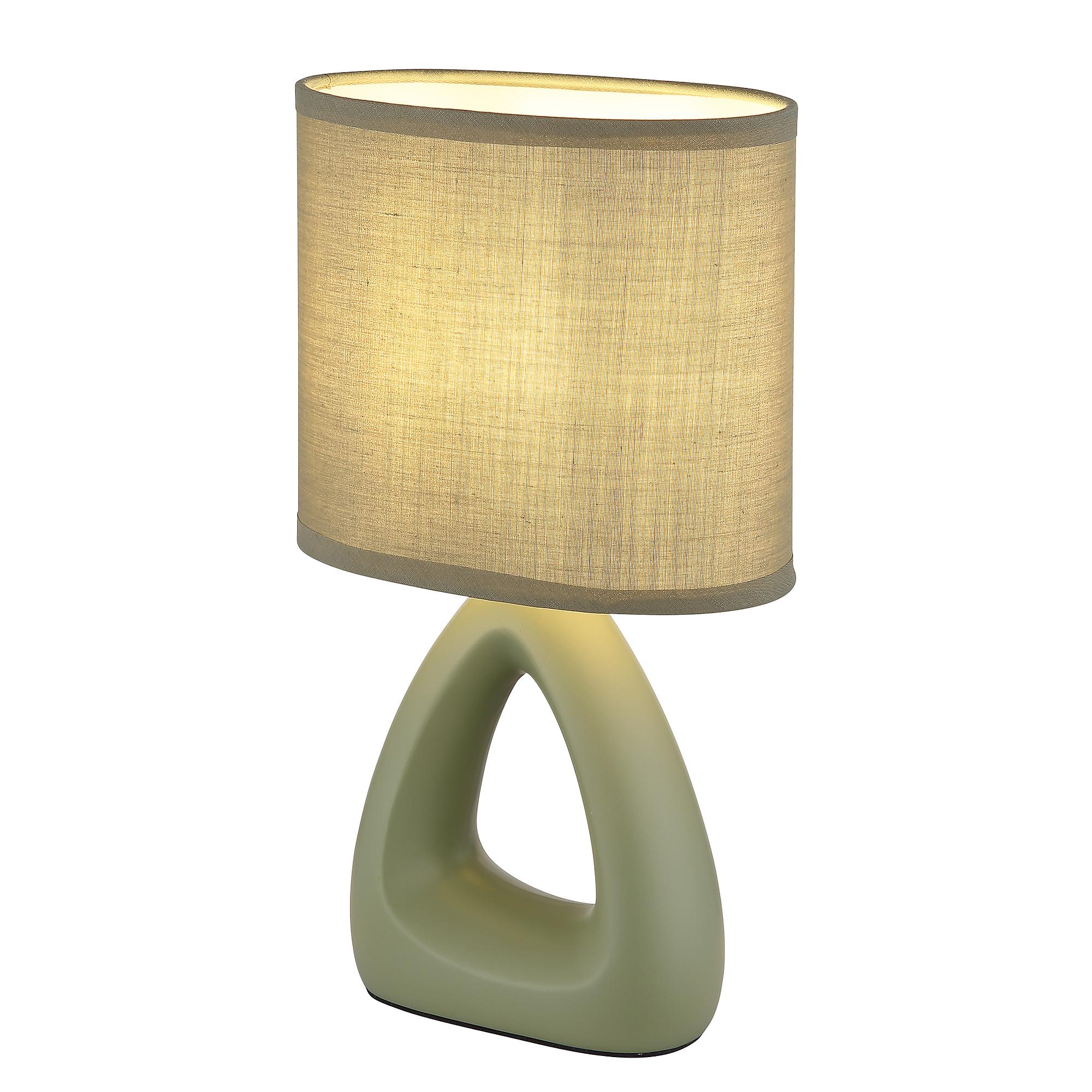 Triangle Tischleuchte  1-flammig Strukturstoff Steingut Grün 3