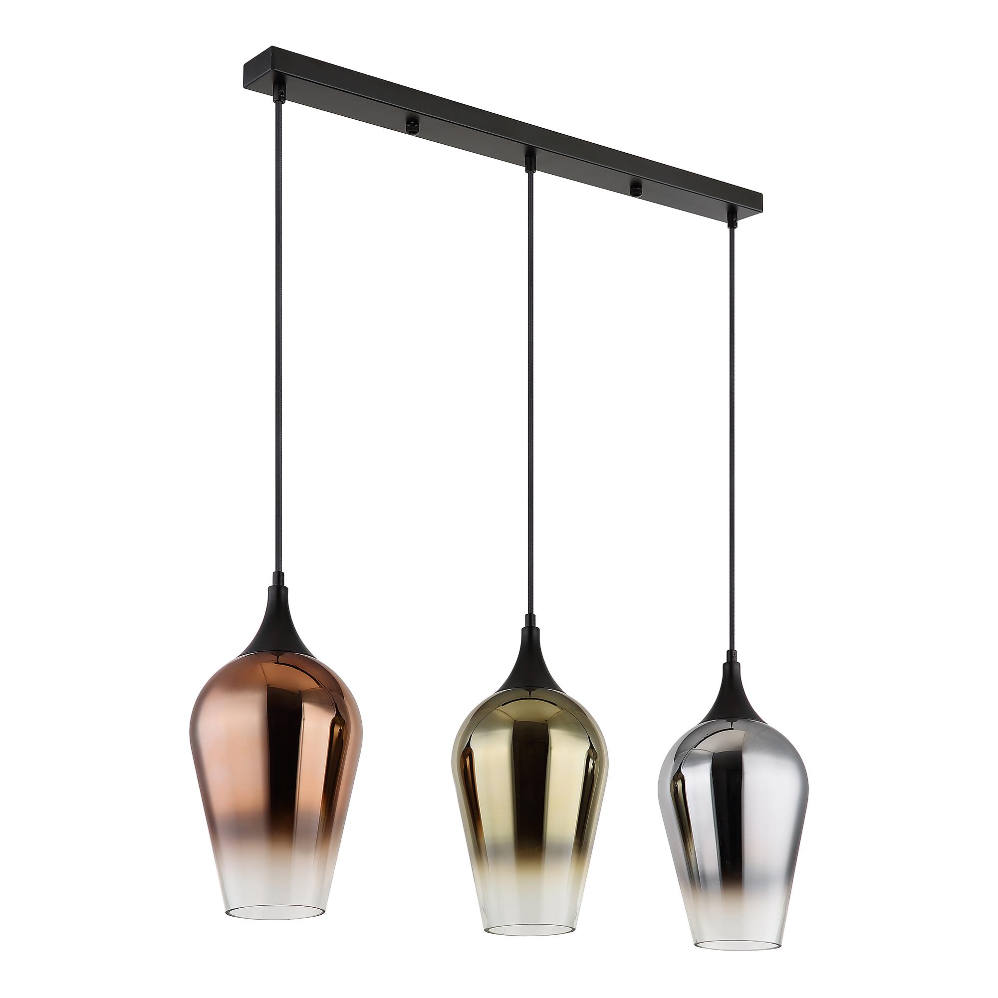 3-Flammig Pendelleuchte Lavus Typ C Farbglas Eisen 4