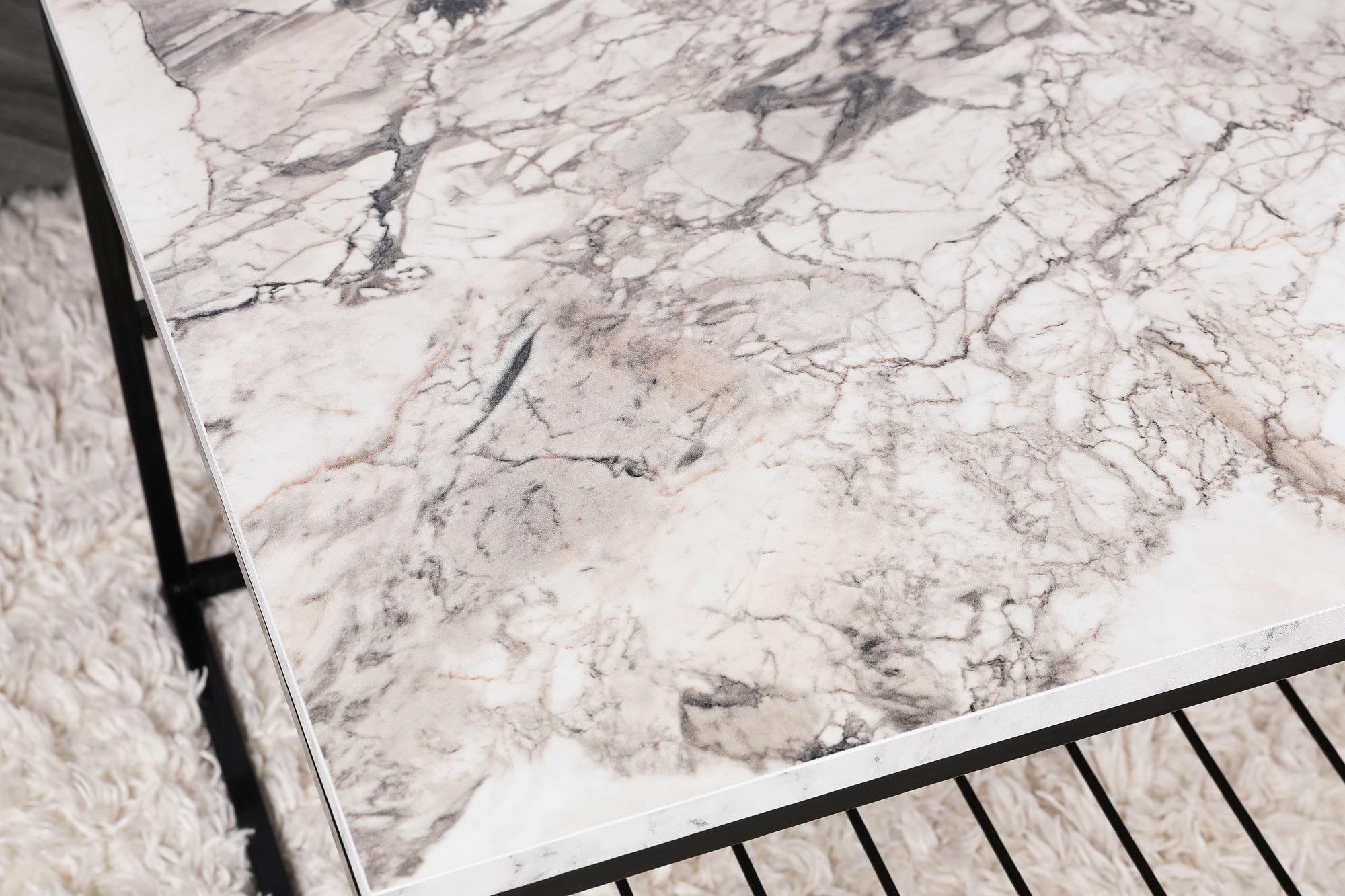 Asude Tavolino impiallacciato Bianco Nero 4