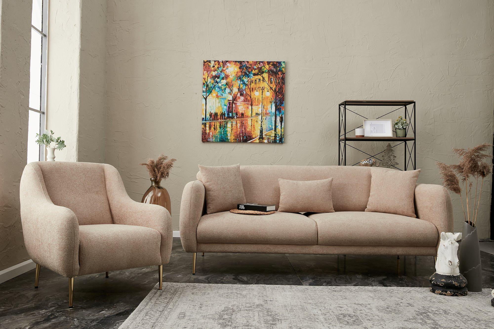 Simena Sofa 3-Sitzer Beige 1