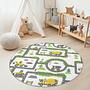 Tappeto per bambini con camion e mappa stradale multicolore ⌀180cm 3