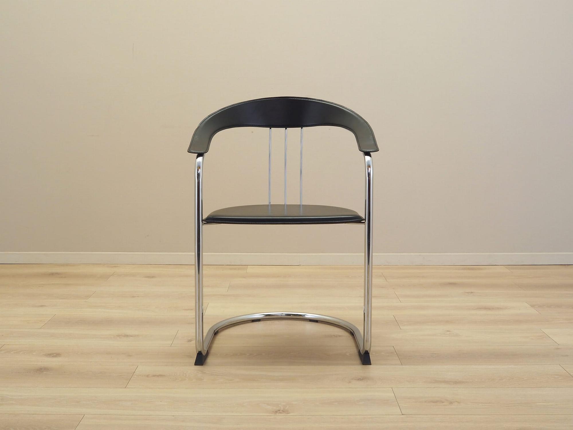 4x Dining chair leather metal 1980s 10