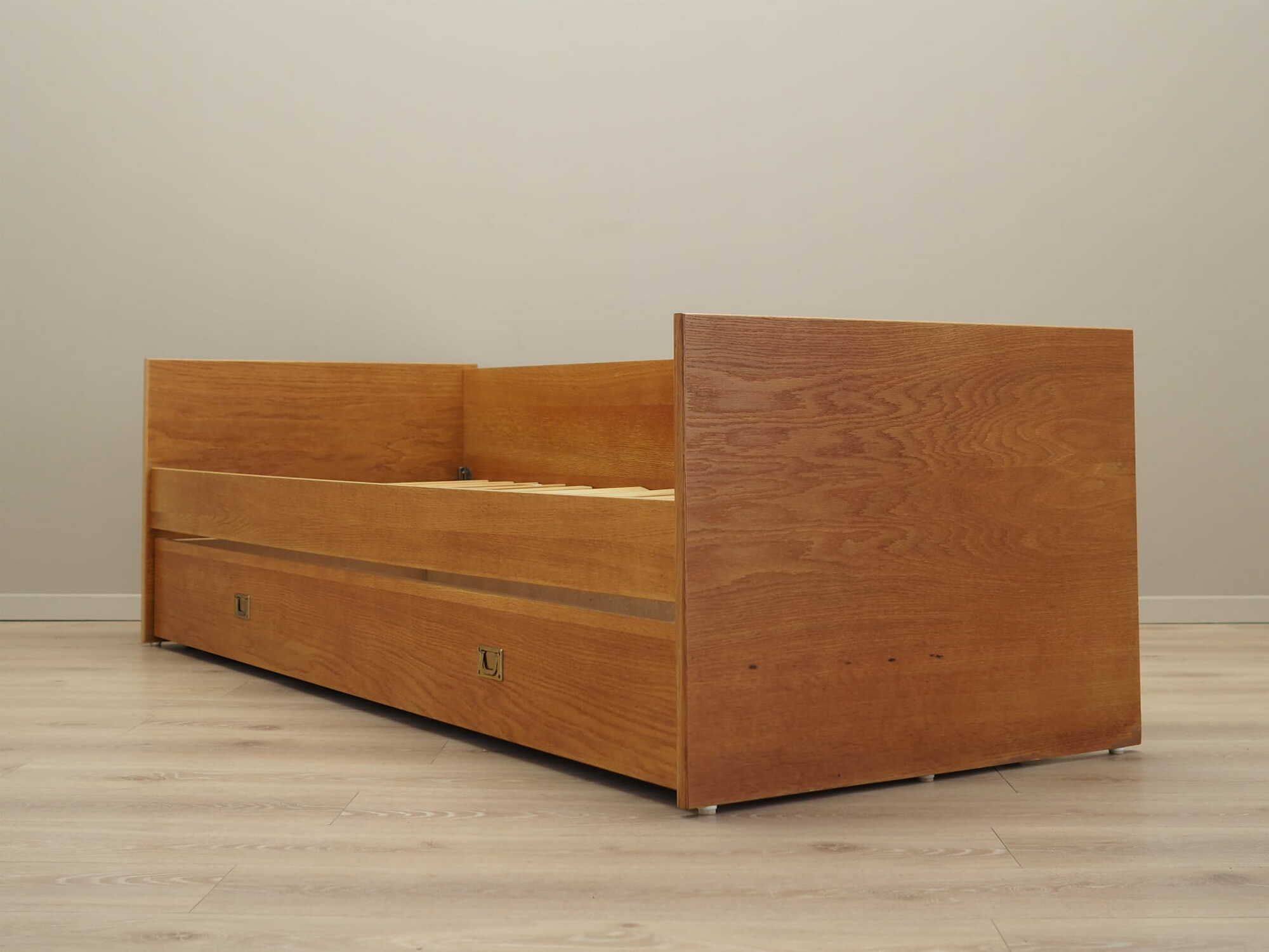 Vintage Bett Holz Braun 1970er Jahre 2