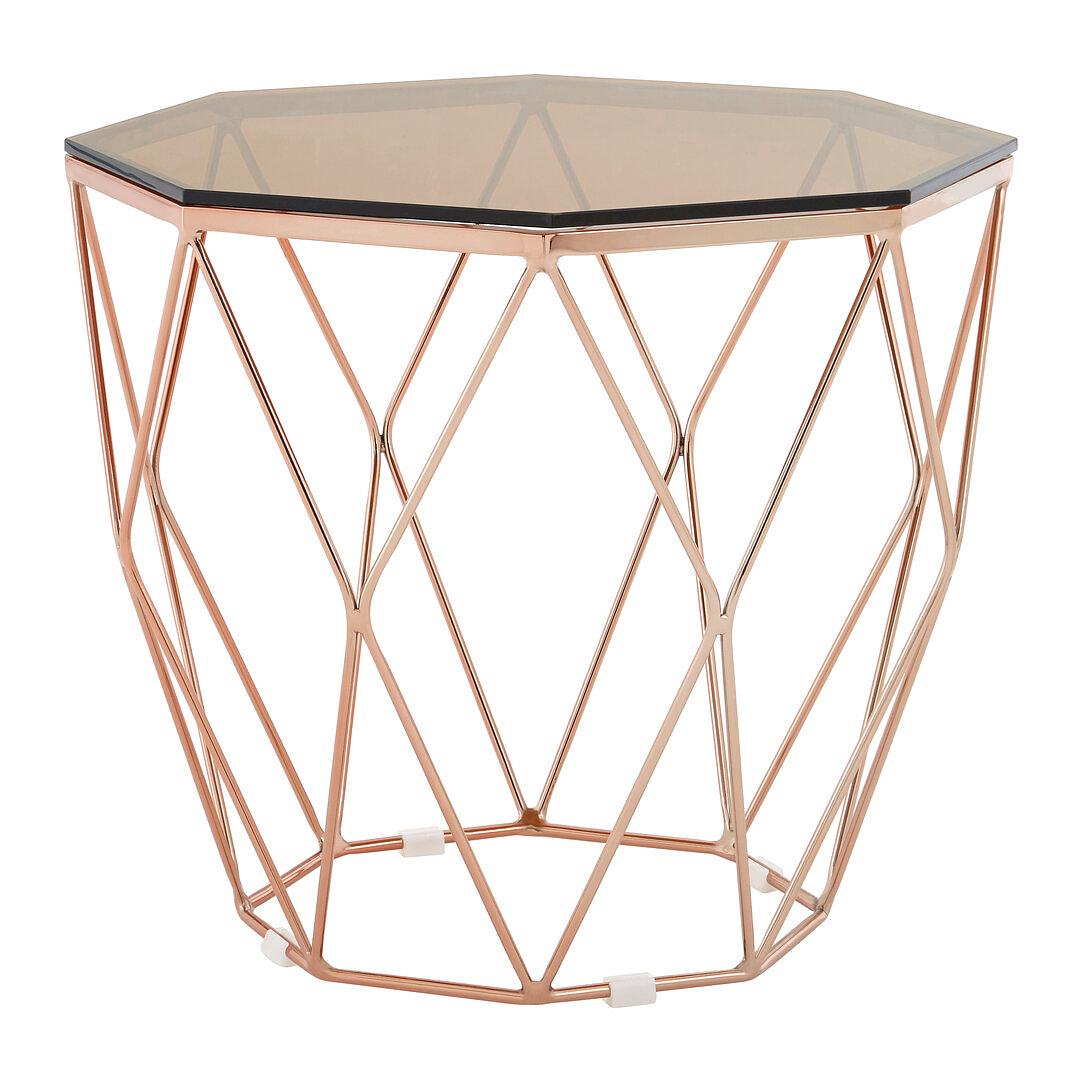 Allure Side Table Glass Metal Rose Gold 1