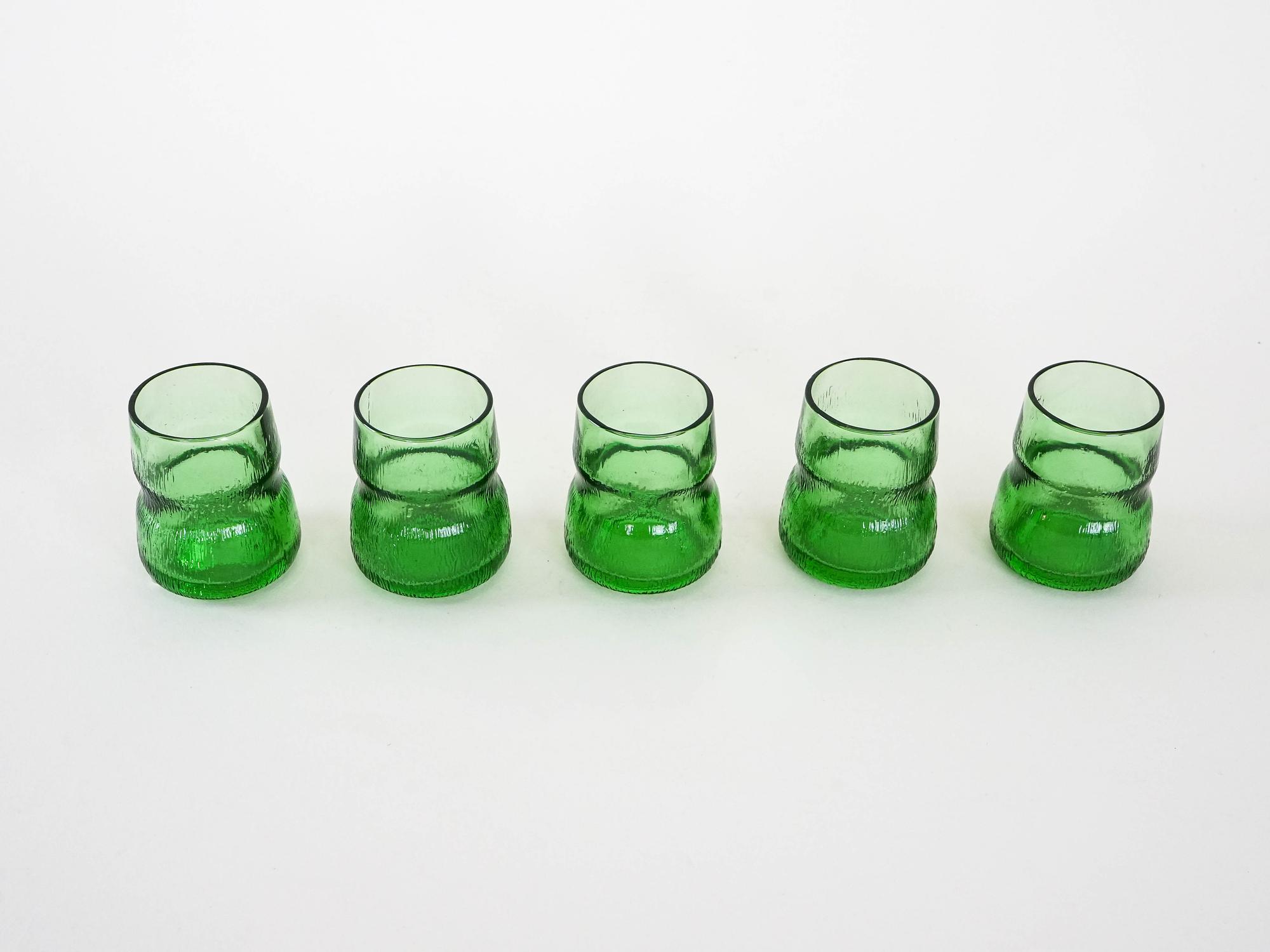 Glass Set Green 1970s 4