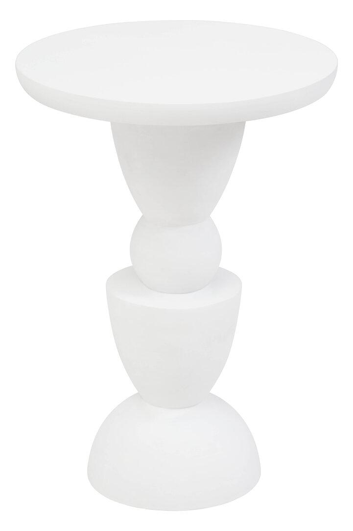 Walsa Round Side Table Mango Wood Whitewash 1