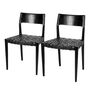 2x Esszimmerstuhl Teakholz Leder Schwarz 0