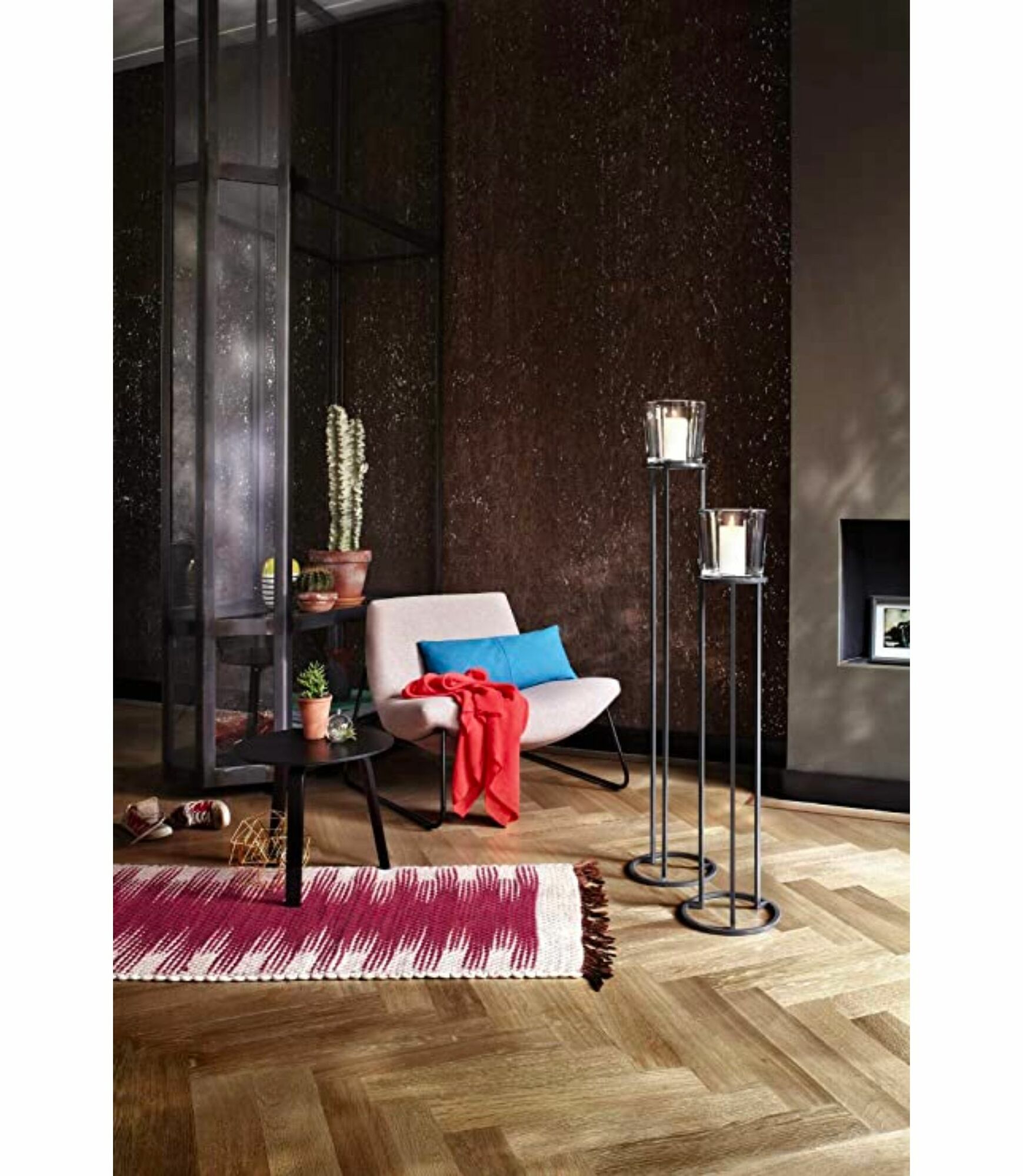 Nero Hoher Kerzenhalter Stahl Glas 138cm  2