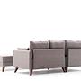 Bella Sofa Récamiere Links mit Hocker Braun 6