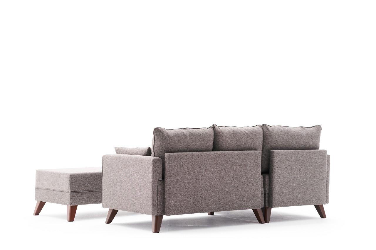 Bella Sofa Récamiere Links mit Hocker Braun 6