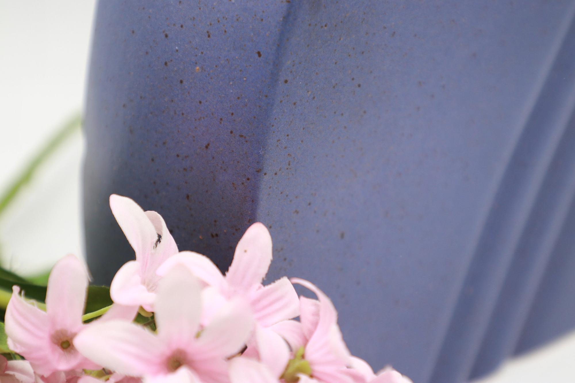 Vintage Blumenvase Keramik Blau 1990er Jahre 4