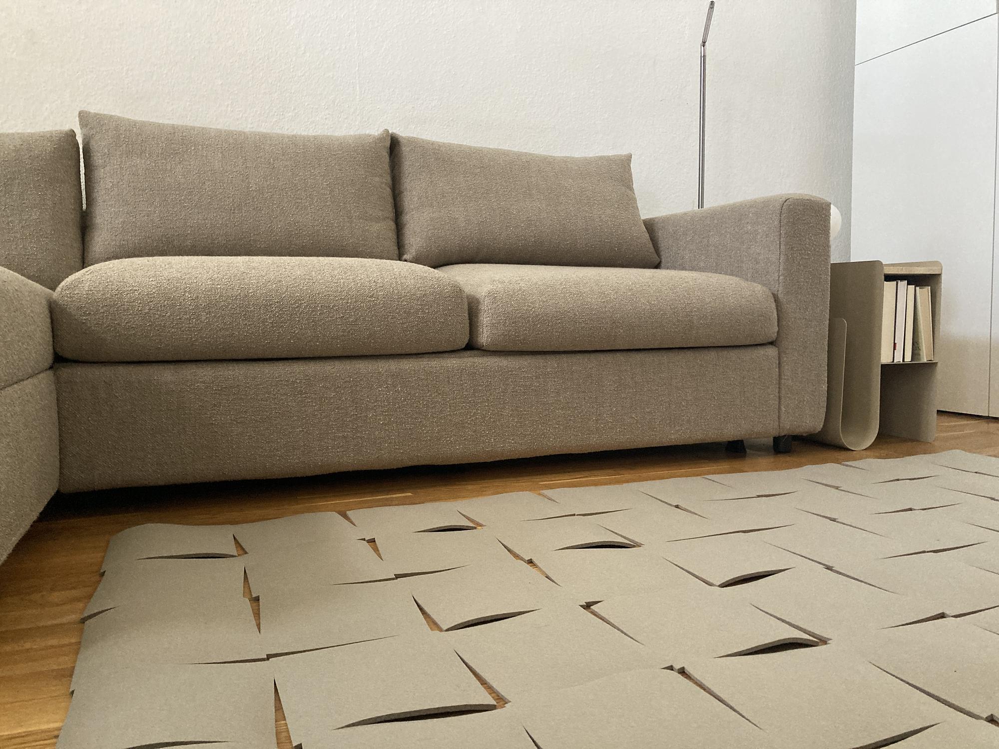 Tiles Teppich Wolle Grau 1