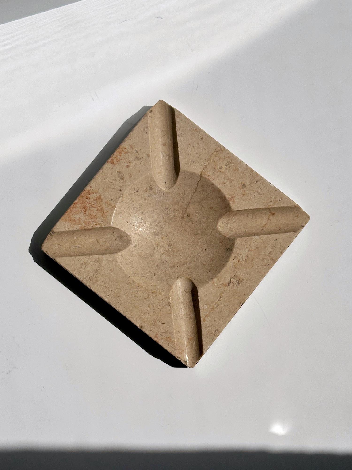 Vintage ashtray travertine beige 1970s 4