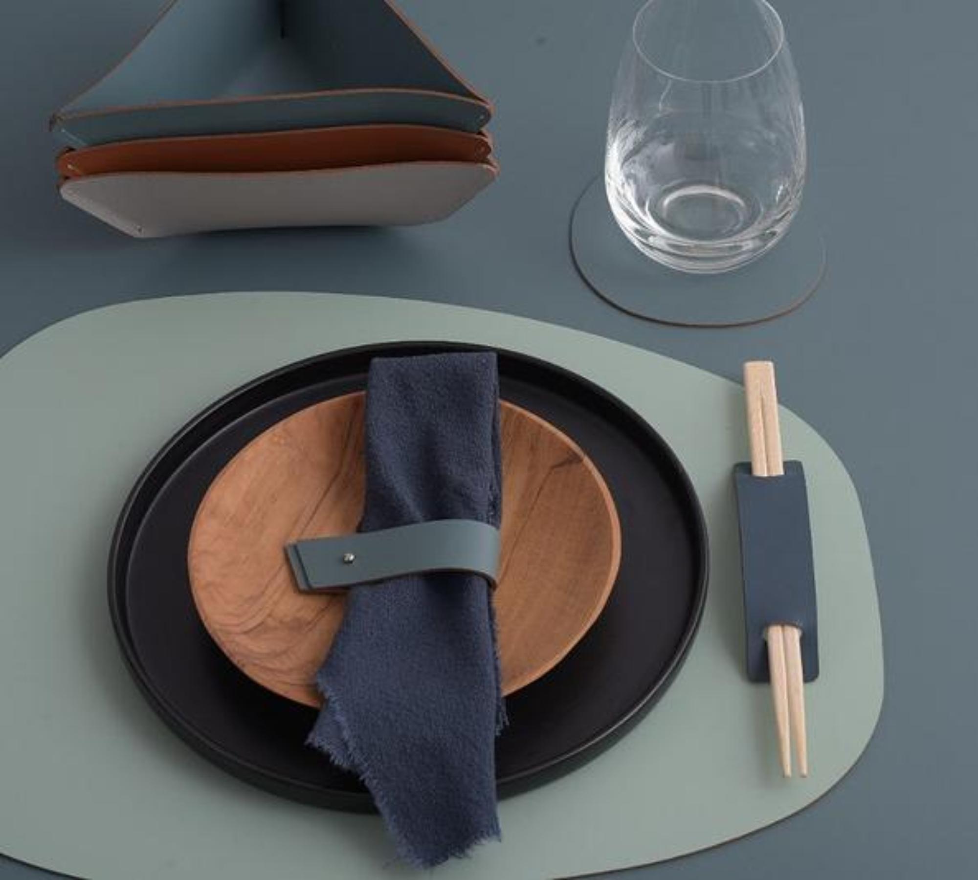 6x Stone Tischset 100% Recyceltes Leder Mint 2