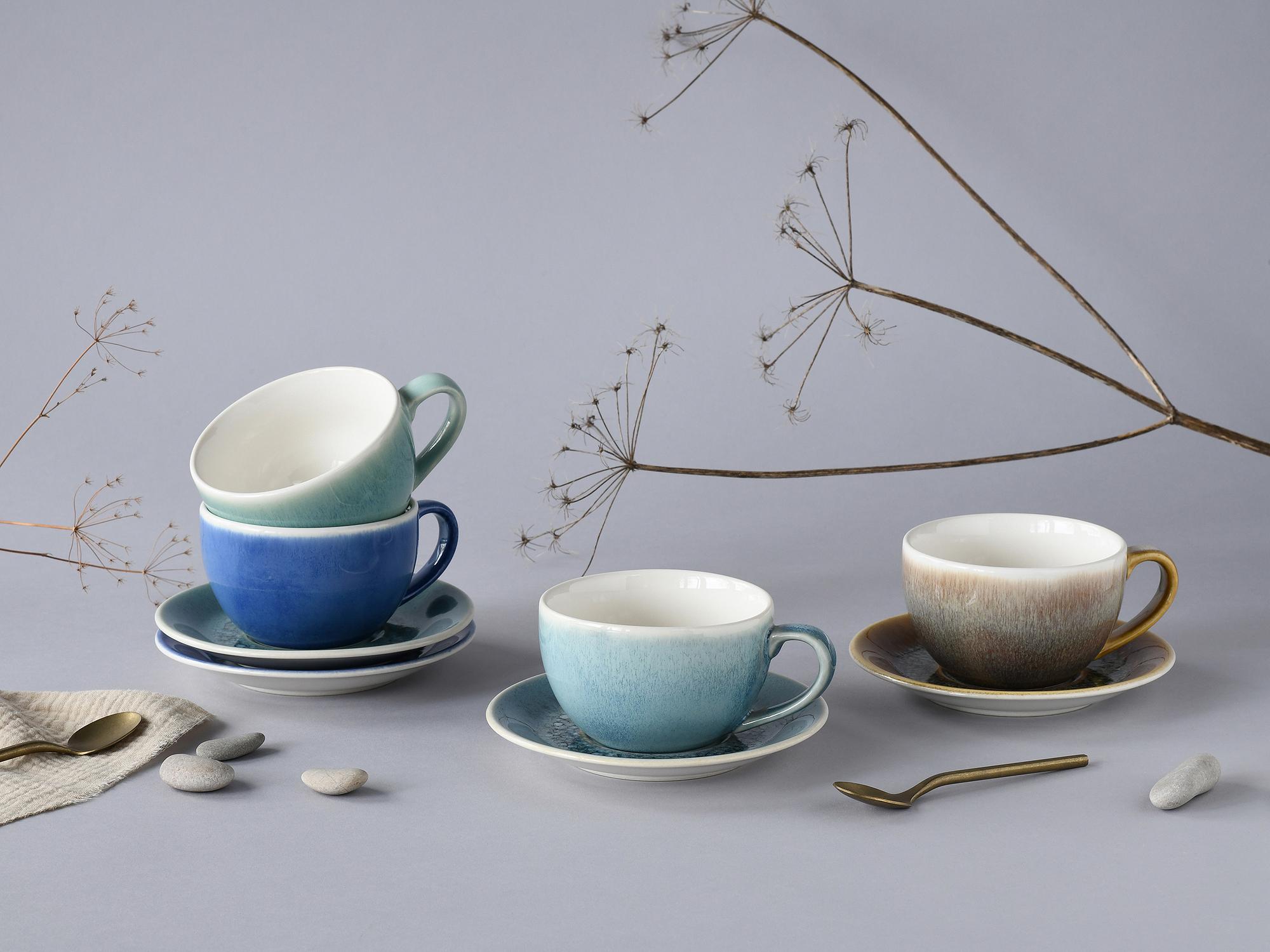 4x Caldera Cappuccino Cups Stoneware Multicolored 2