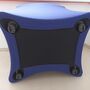 Ess Sessel mit Rollen Baumwolle Holz Blau 5