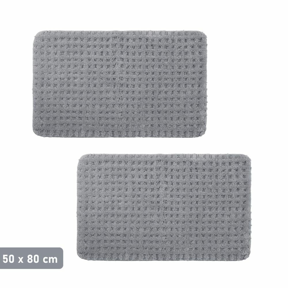 2x Badematte Microfaser Grau Öko-Tex Standard 100 1