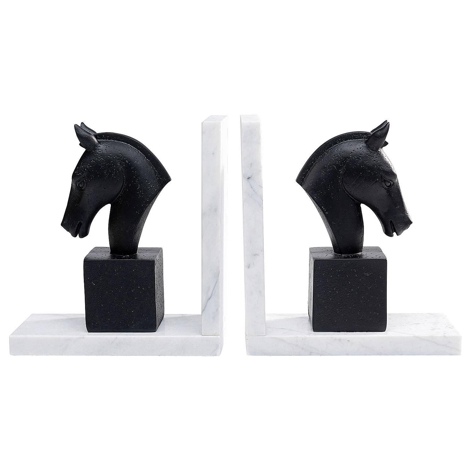 Buchstütze Horse 2er Set Polyresin Marmor Mehrfarbig 2