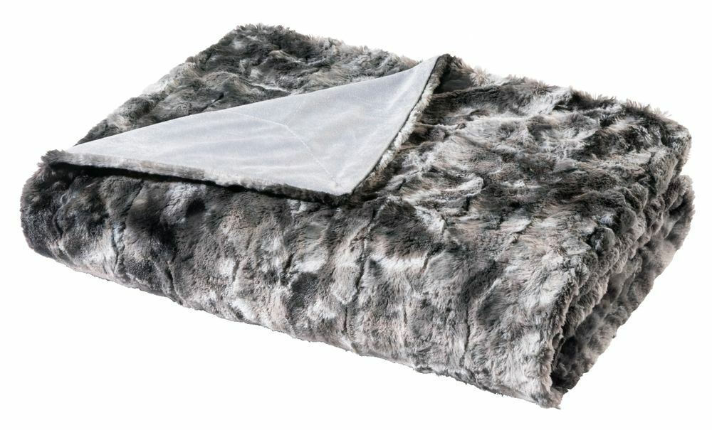 Couchdecke aus Fellimitat Grau 0