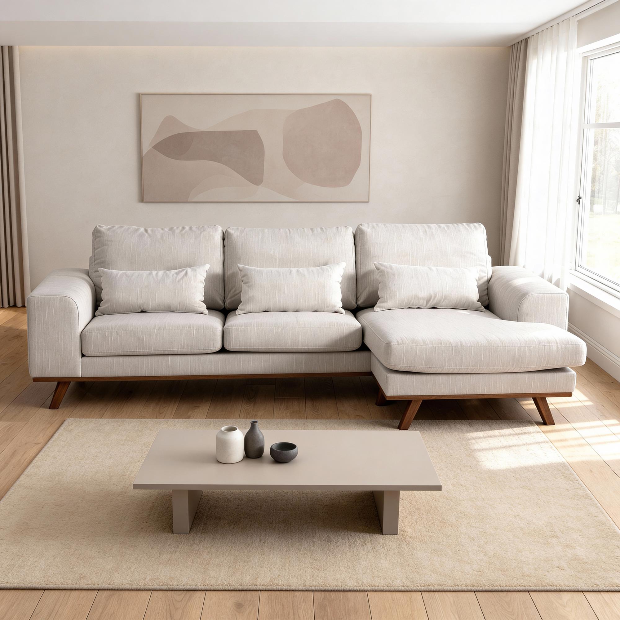 Ecksofa Japandi 3-Sitzer Beige 13