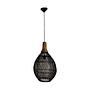 Hängelampe Teakholz Rattan Schwarz 0