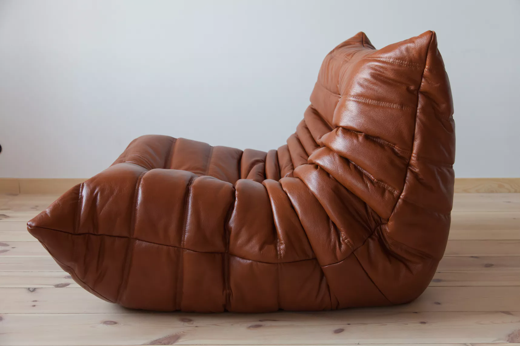 Togo Armchair and Ottoman Set Leather Brown 2