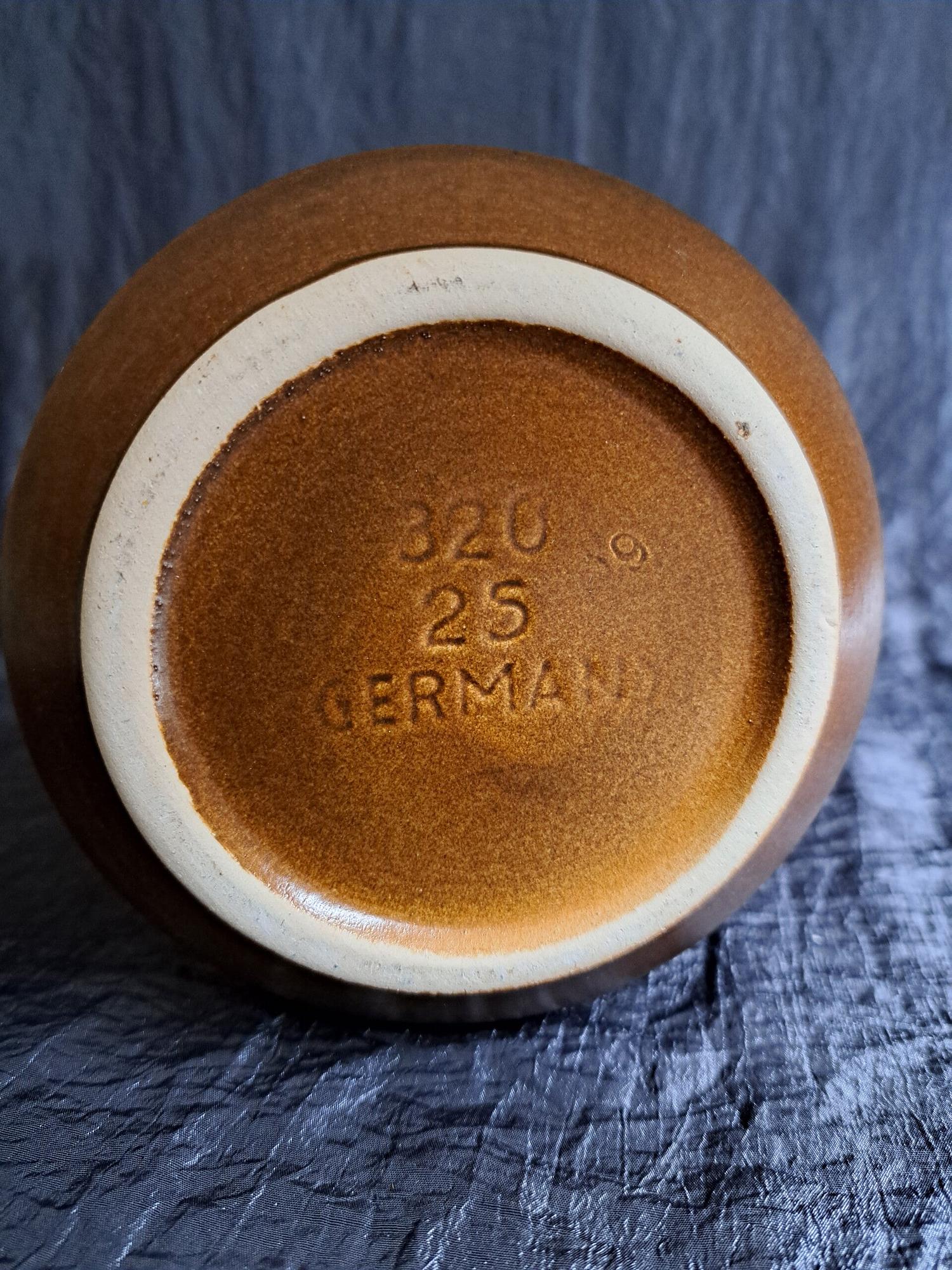Vintage Keramik Vase Braun Weiß 3
