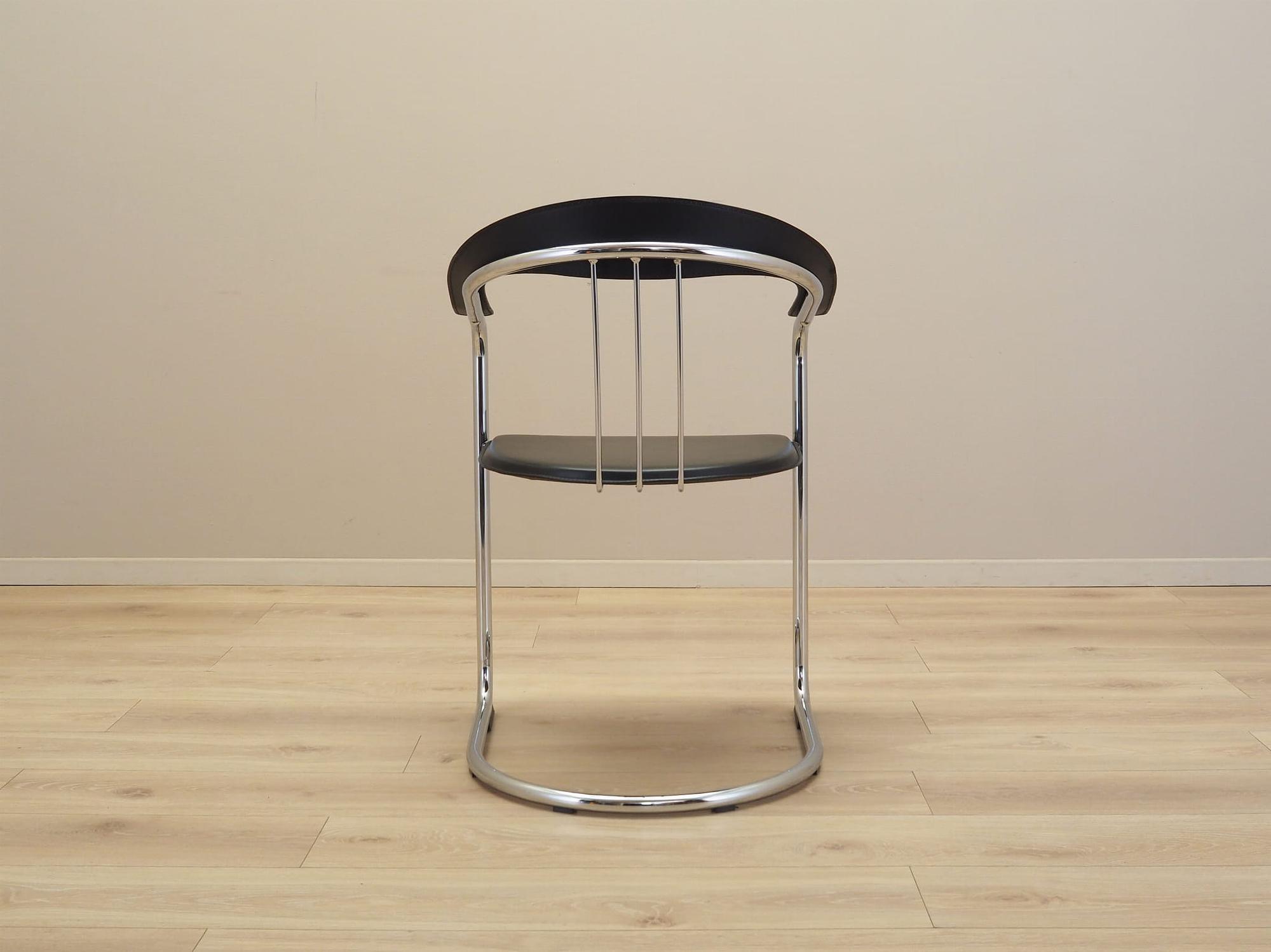 4x Dining chair leather metal 1980s 13