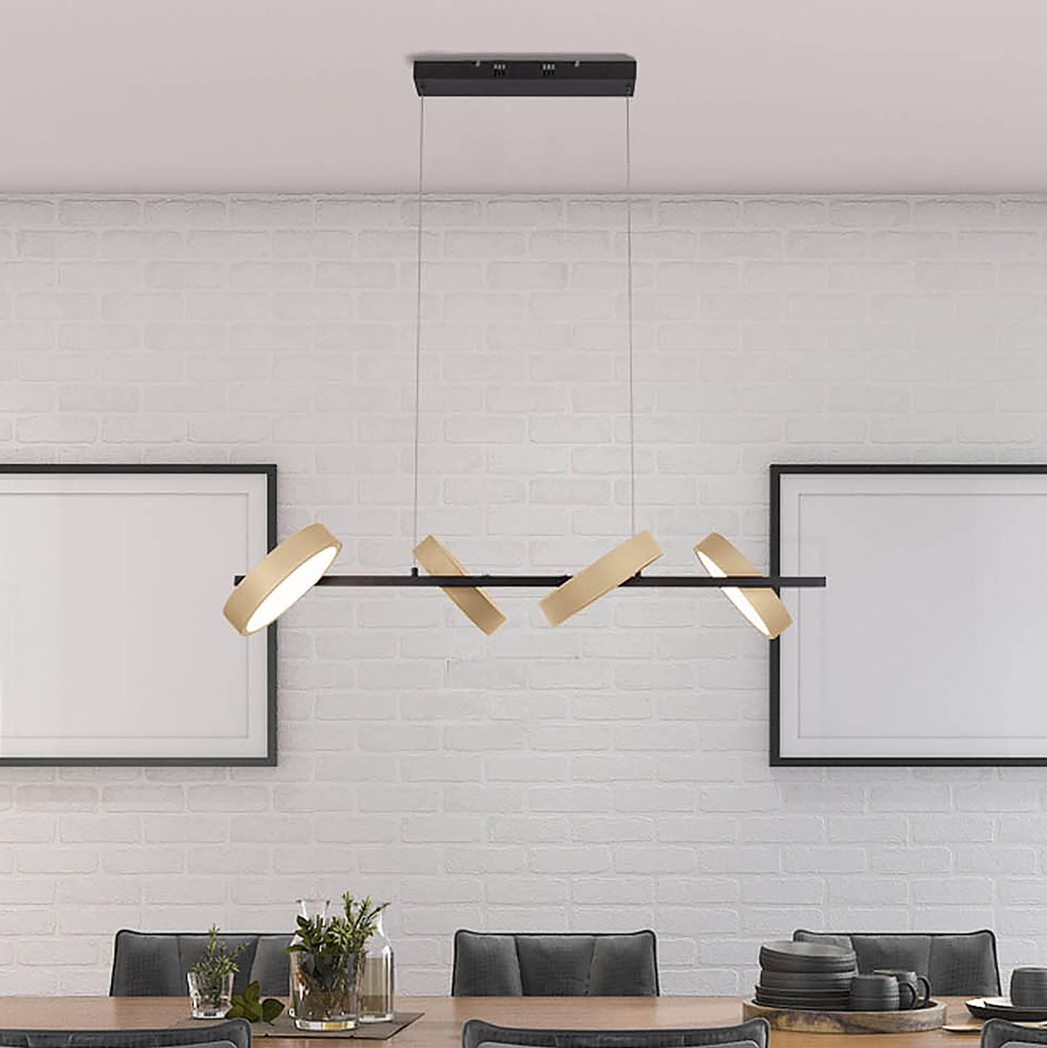 4-burner LED pendant light Tessa Steel 1