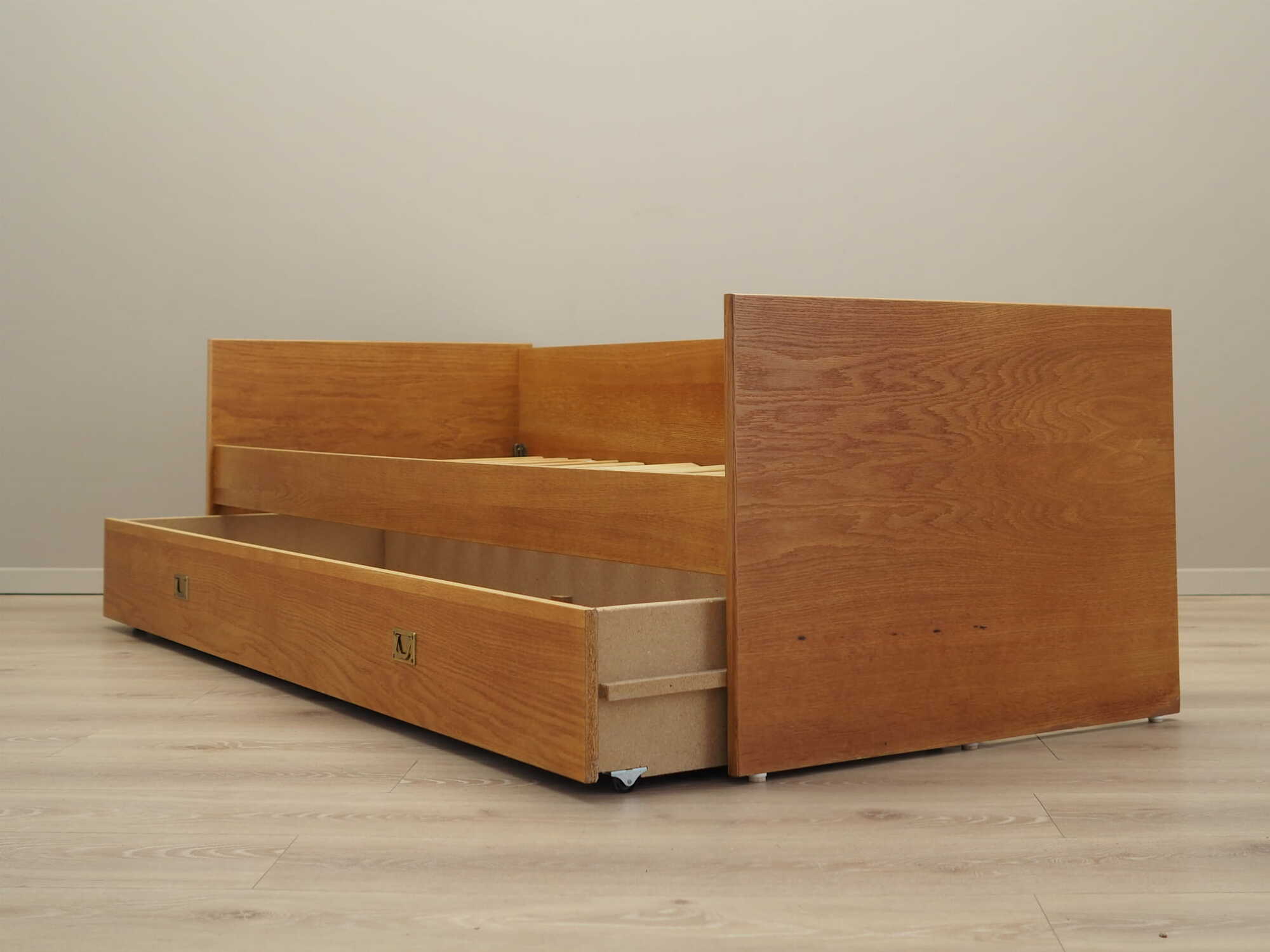 Vintage Bett Holz Braun 1970er Jahre 3