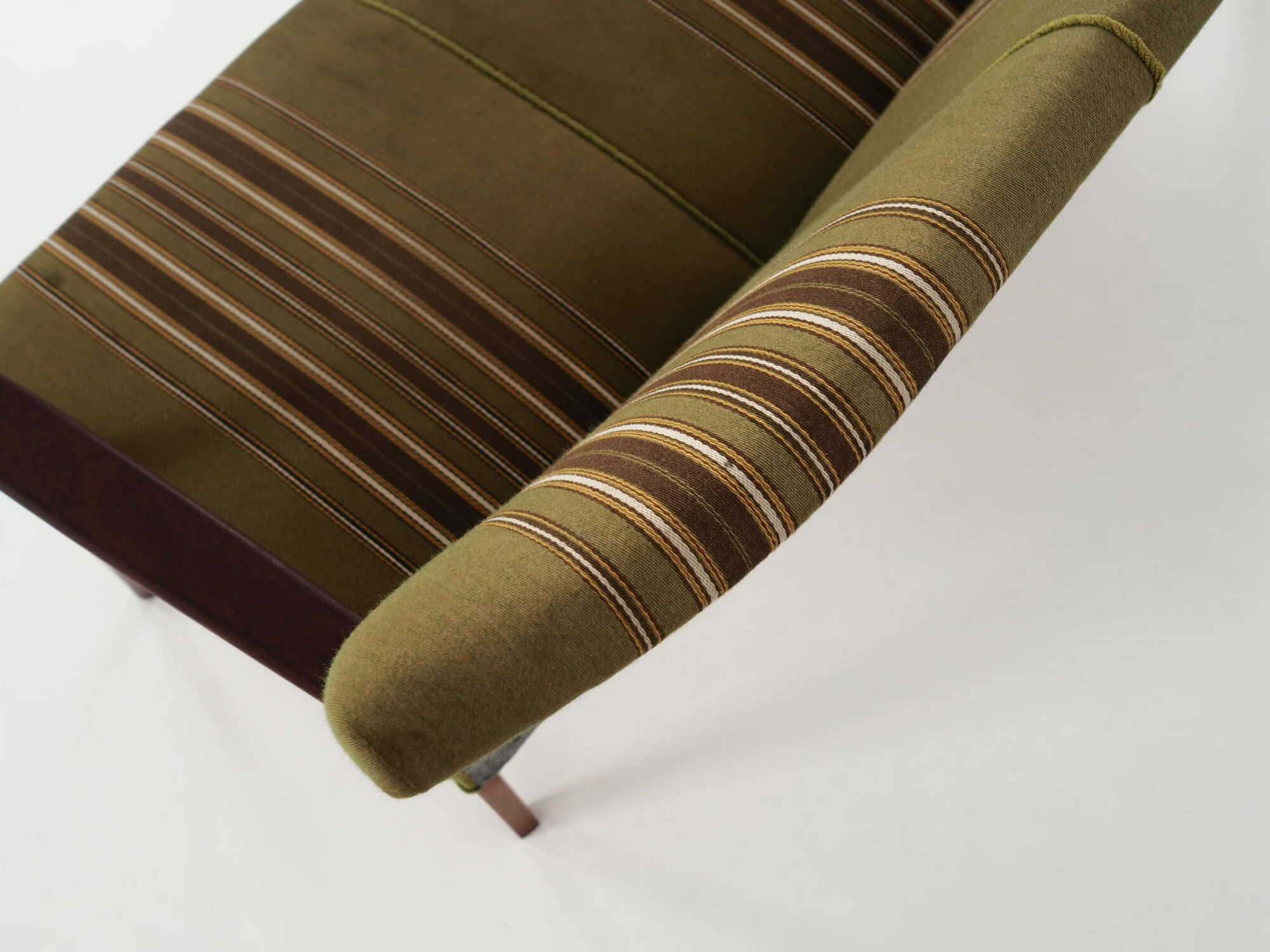 Vintage Sofa Teakholz Textil Grün 1960er Jahre  9