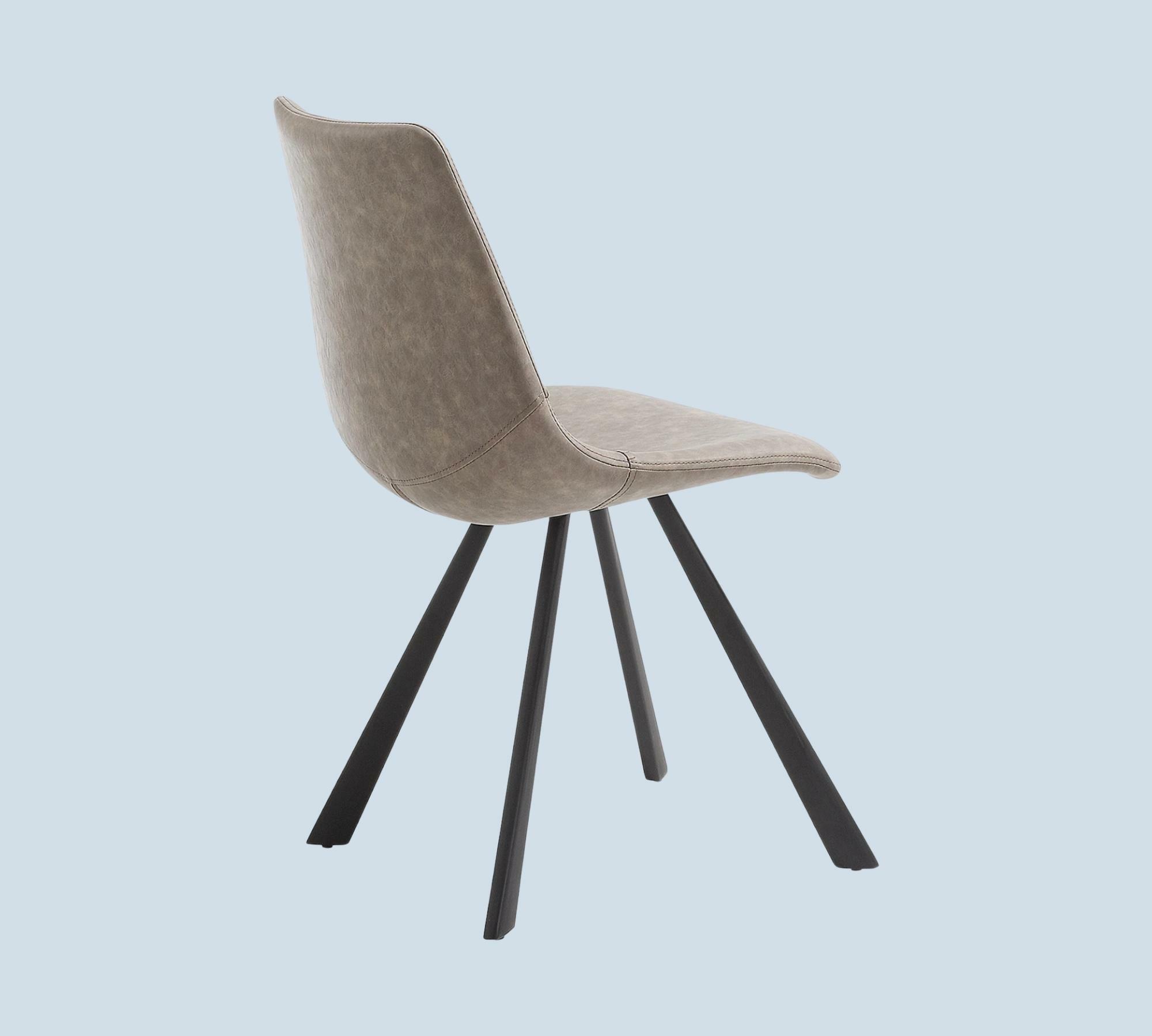2x Polsterstuhl Kunstleder Stahl Sand 2