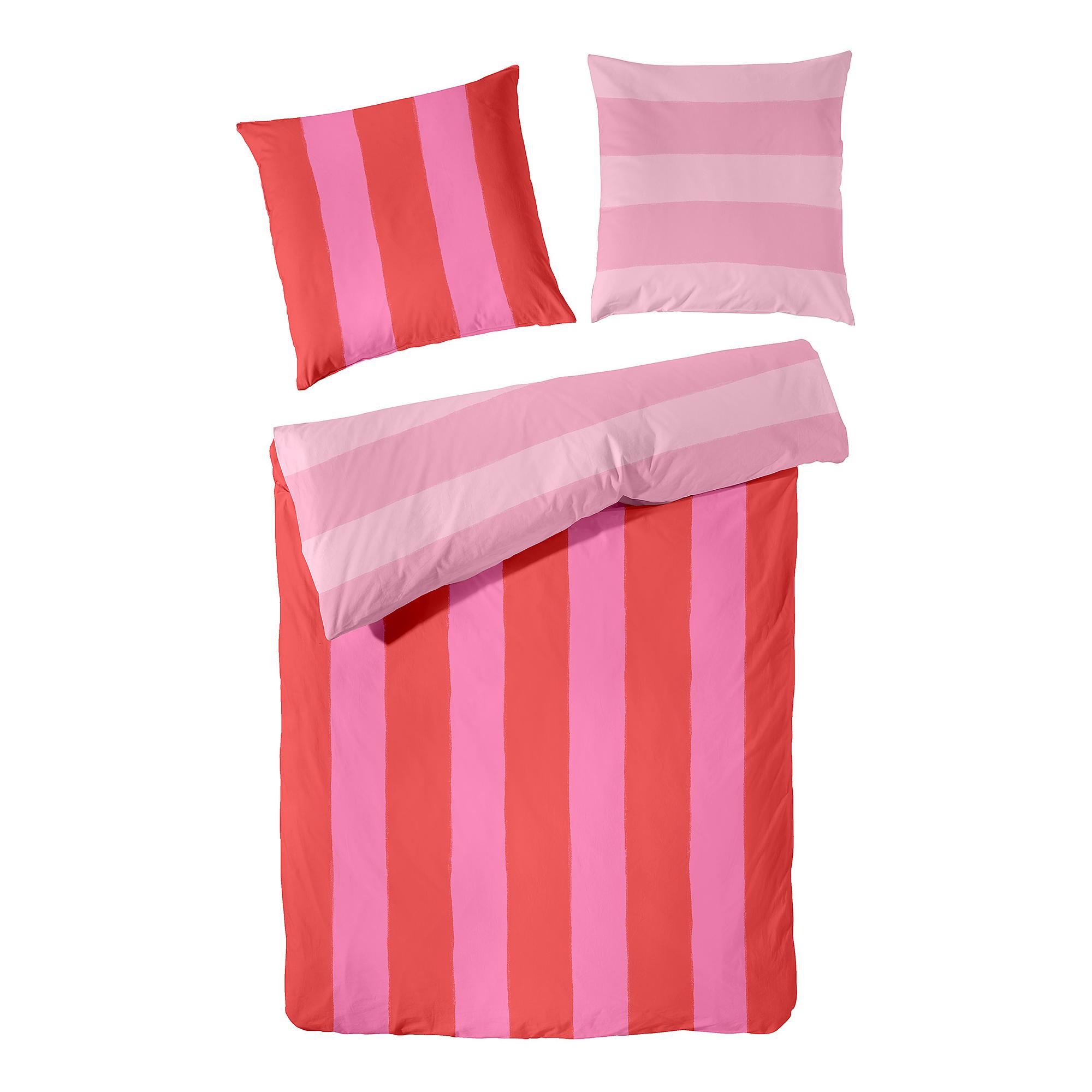 Renforcé-Bettwäsche Set Rosa Rot 135x200cm Kissen 80x80cm 1