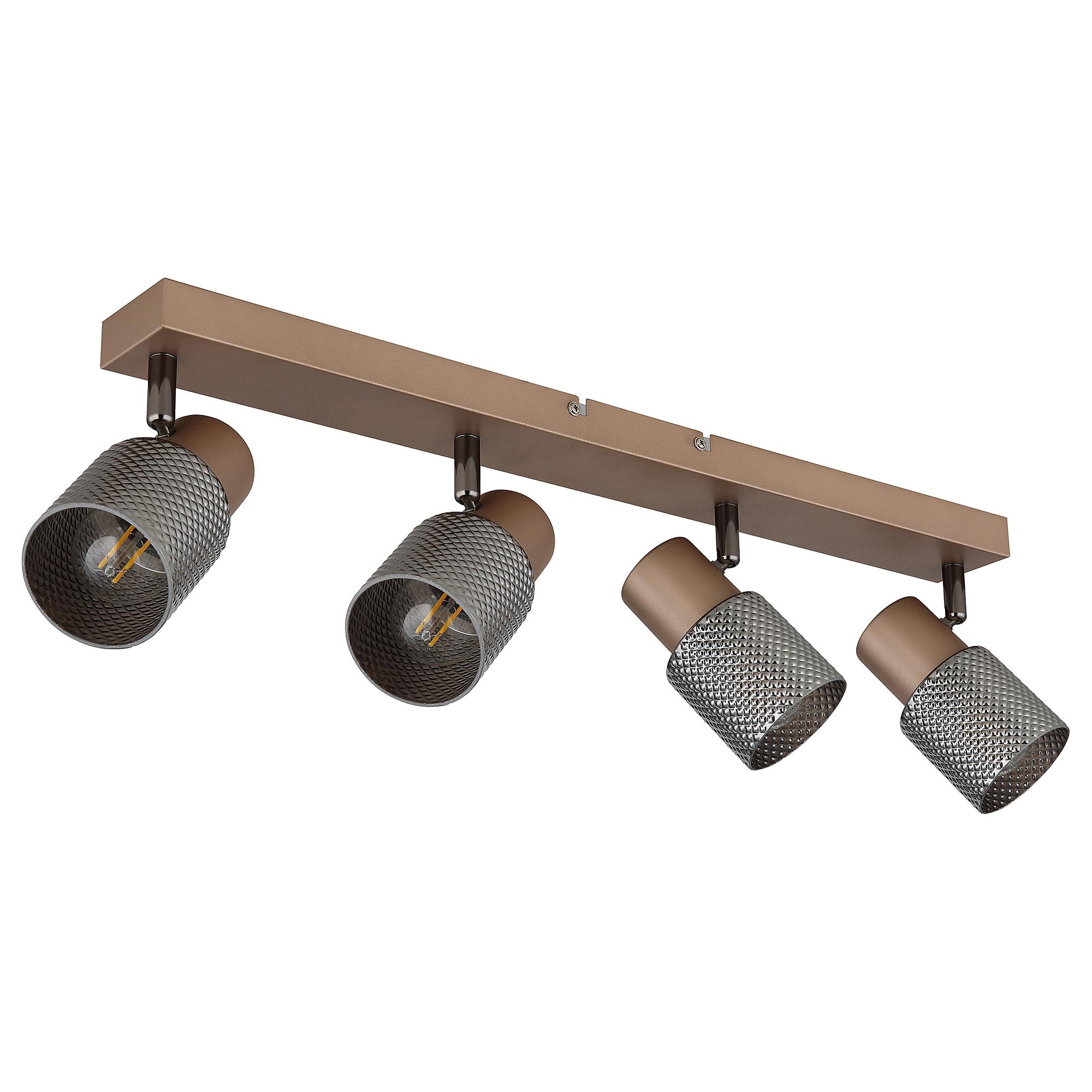4-Light Satella Type F Ceiling Lamp Smoked Glass / Iron 4