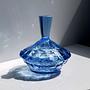 Vintage Candy Dish Crystal Glass Blue 1930s 0