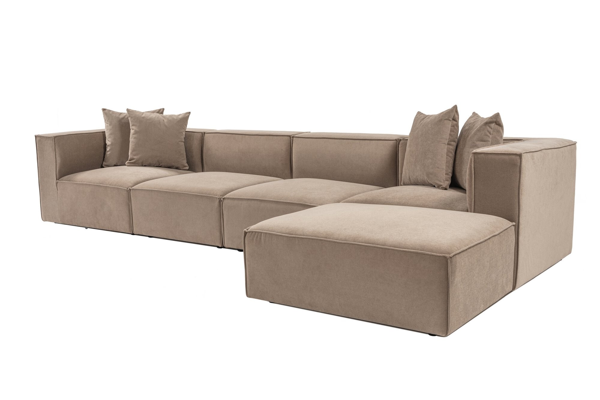 Sofa Récamiere Rechts Leinen Holz Cappuccino 2