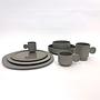 Dish set 5 persons Ceramic Light gray 0
