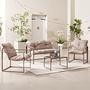 Garden Lounge Set Savva Set of 4 Woven Fabric Beige 1