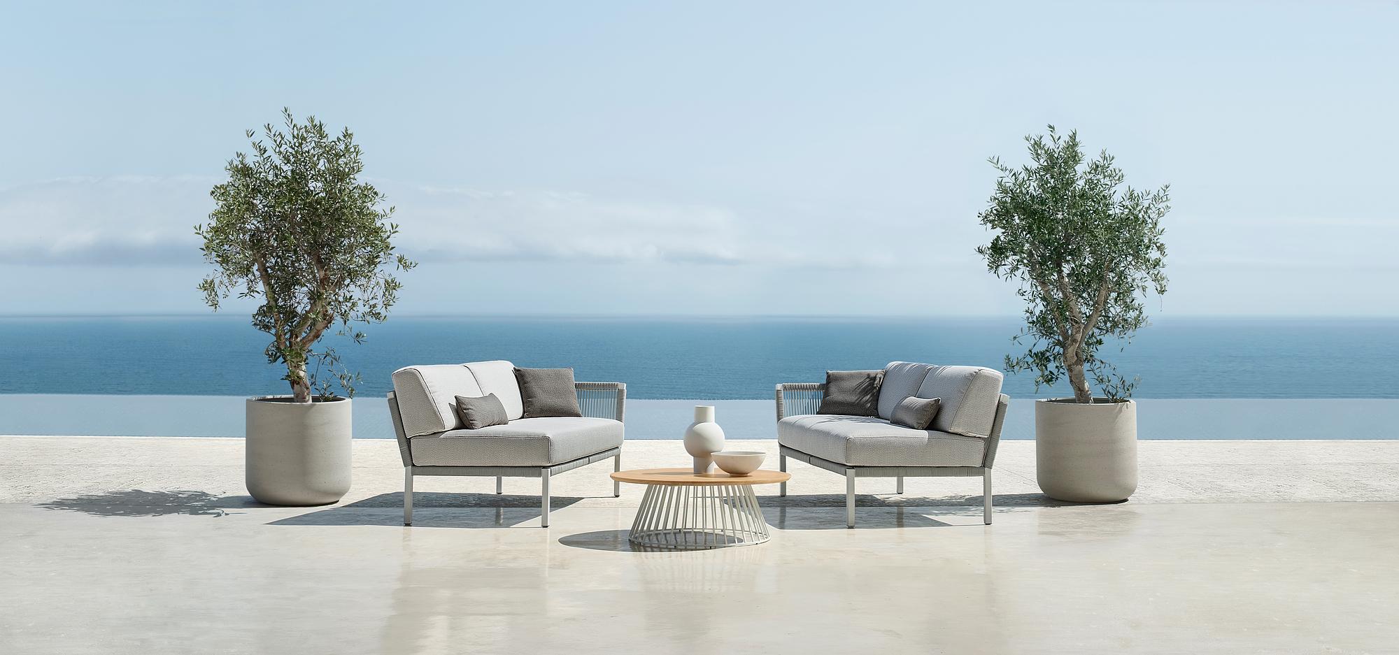 Club Lounge Recamiere Right White Grey 3