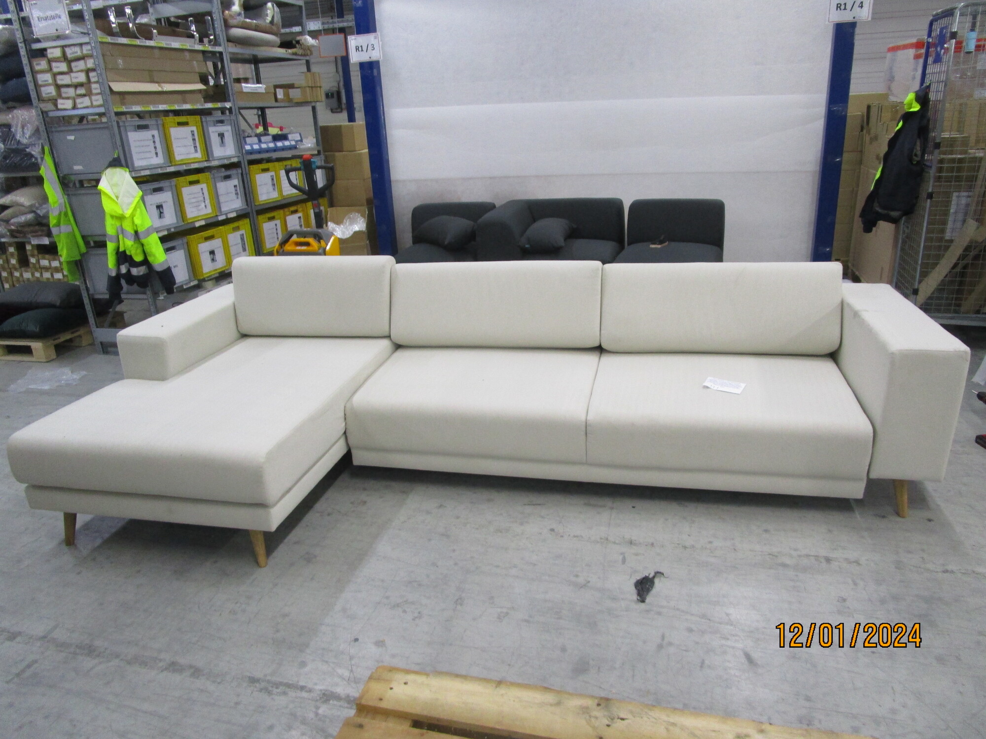 Tyme Schlafsofa Récamiere Links Vegane Wolle Cremebeige 0