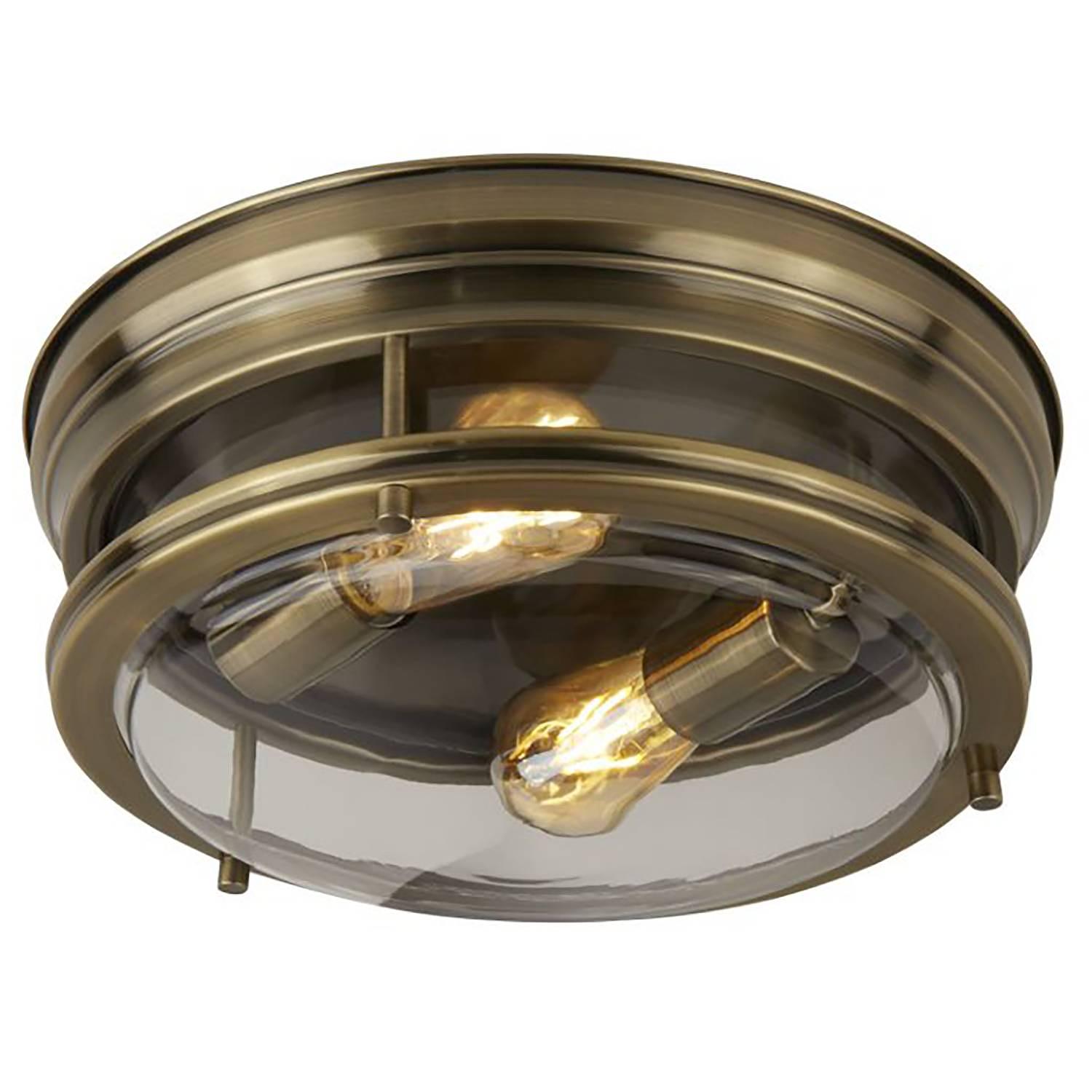 2-Burner Edinburgh Ceiling Light Clear Glass Steel 0