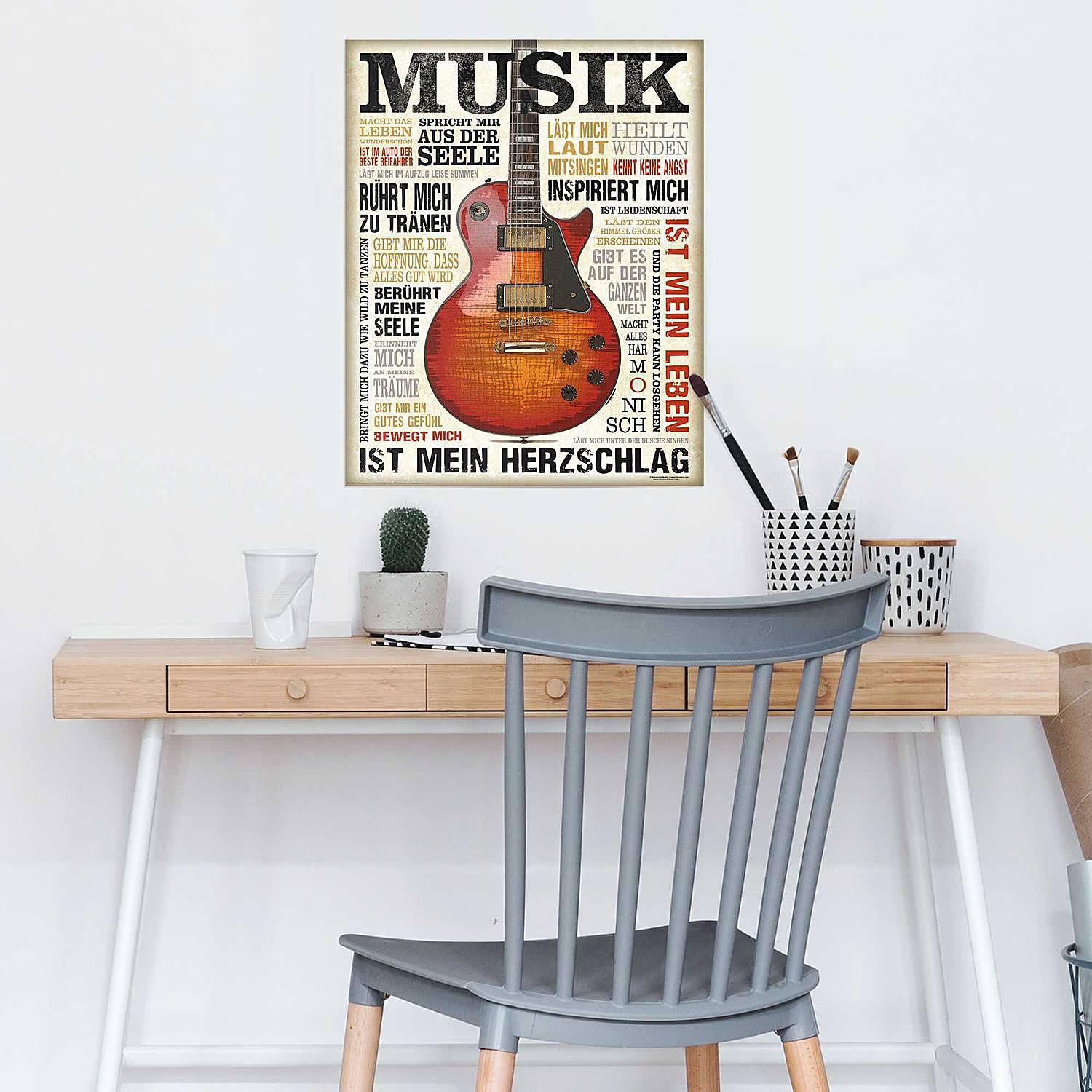 Poster Musik ist Leidenschaft Papier Mehrfarbig 40 x 50 cm 2