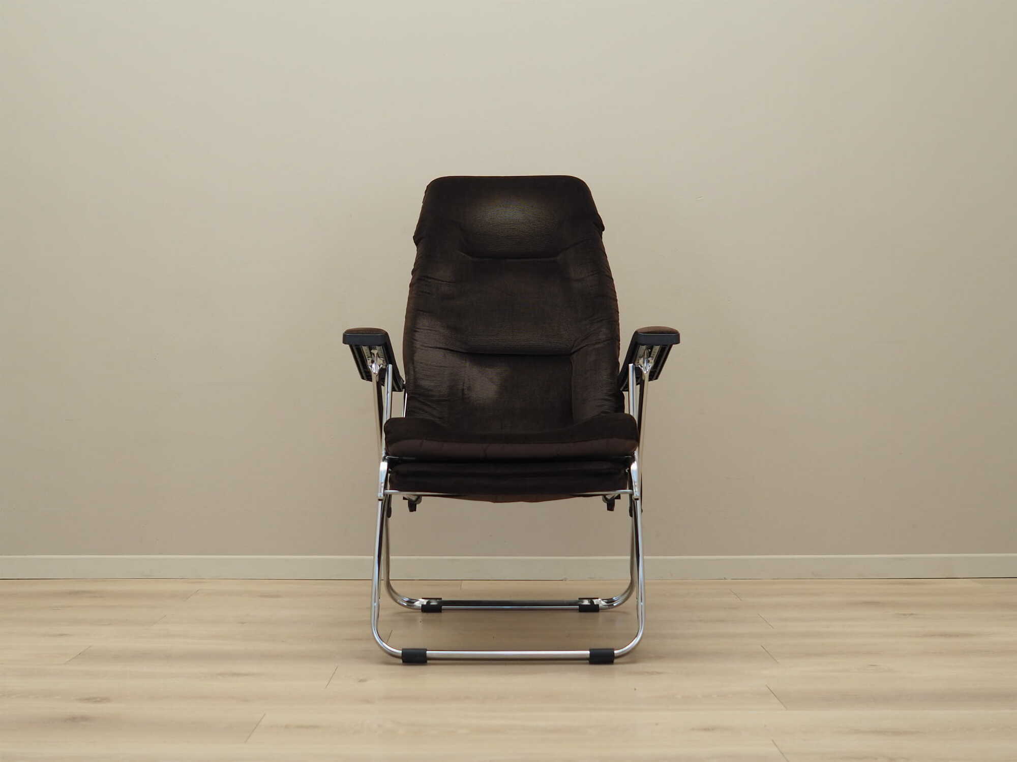 Vintage armchair velvet metal brown 1970s 1
