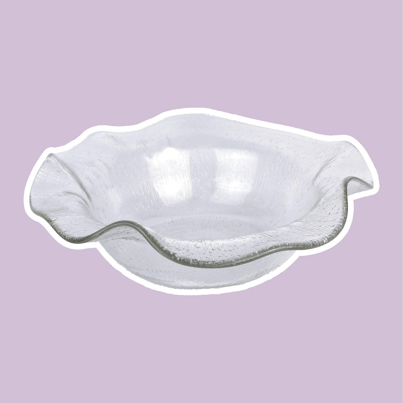 Vintage fruit bowl with wavy rim Glass 1960s 0