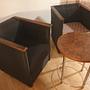 2x Sessel & Beistelltisch Rattan Schwarz 0