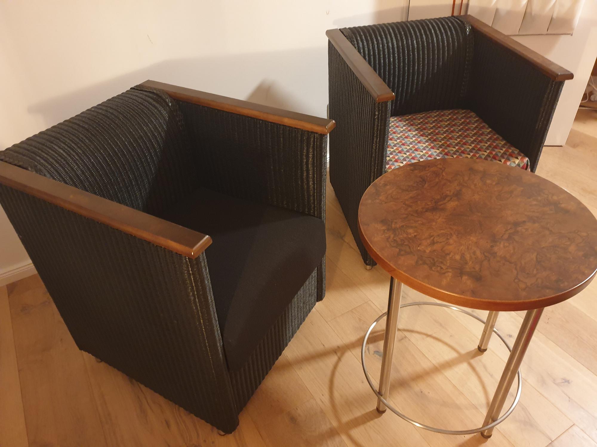 2x Sessel & Beistelltisch Rattan Schwarz 0