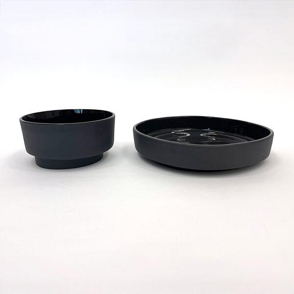 Tableware set 5 people ceramic dark grey 6