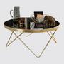 Geometrischer Couchtisch Gold mit schwarzer Tischplatte 1